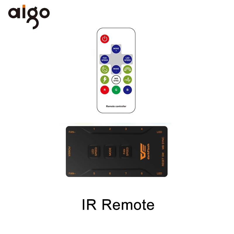Aigo чехол для компьютера, ПК, вентилятор, DR12-Pro, Aura Sync, кулер, вентилятор RGB, регулируемый светодиодный, 120 мм, тихий, дистанционный, для компьютера, кулер, охлаждение, чехол для процессора, вентилятор - Цвет лезвия: IR Remote