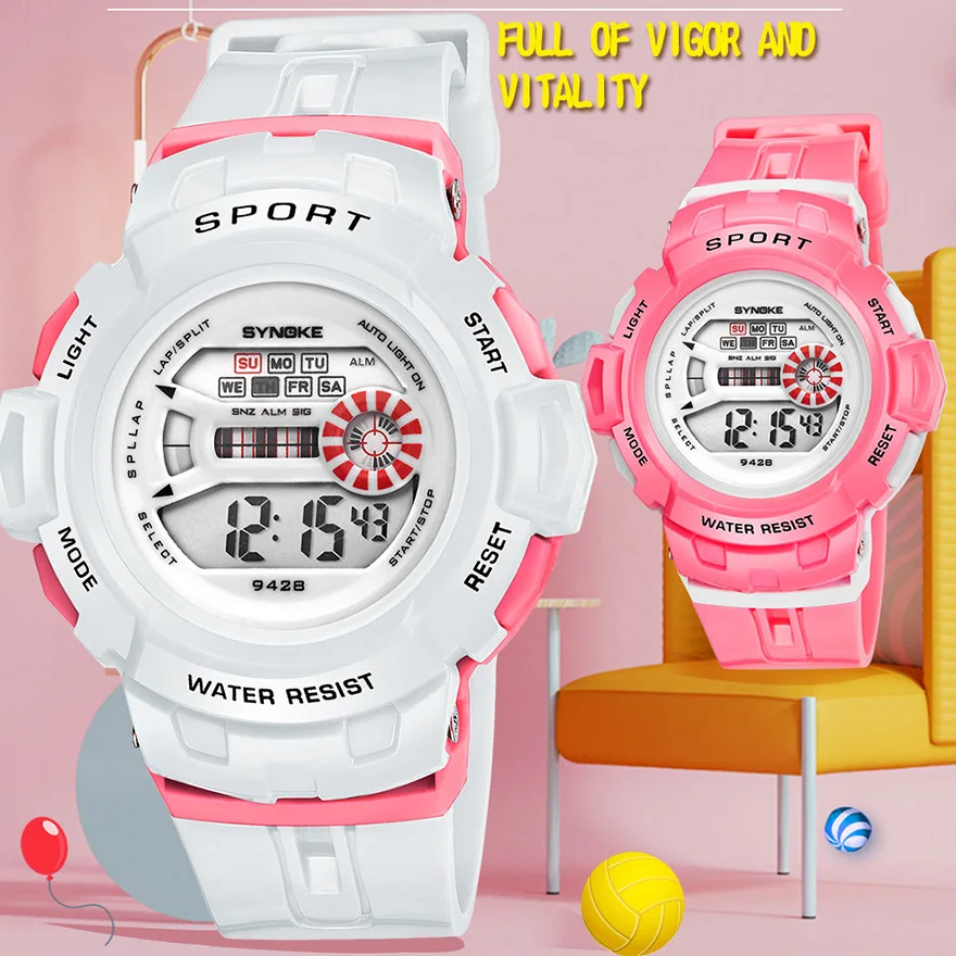SYNOKE Sports Children Watches Fashion LED Quartz Digital Watch Boys Child Kids 30M Waterproof Wristwatches For Boys Girls Gift