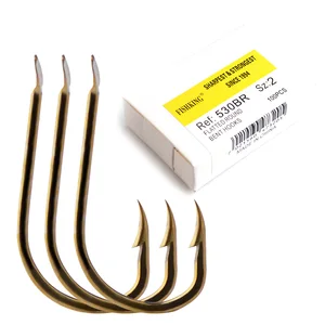 Рыболовный крючок FISH KING 100 шт. из высокоуглеродистой стали 530BR, 1 #-10 #, с одним крючком, круглые гнутые крючки золотистые крючки