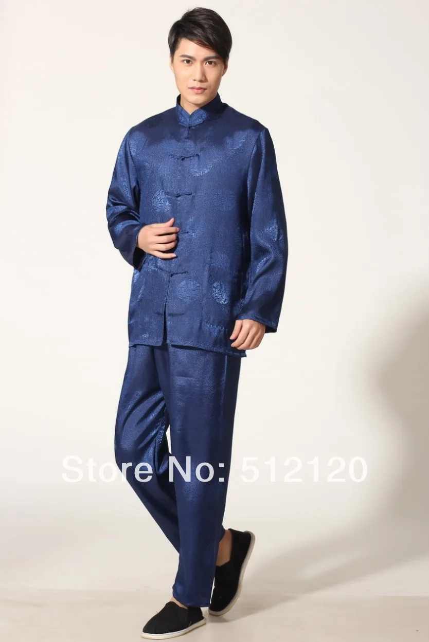 

Shanghai Story Spring Tai chi suit for Men kung fu suit tradition kungfu clothing Martial Art Jacket Pants Set Blue color