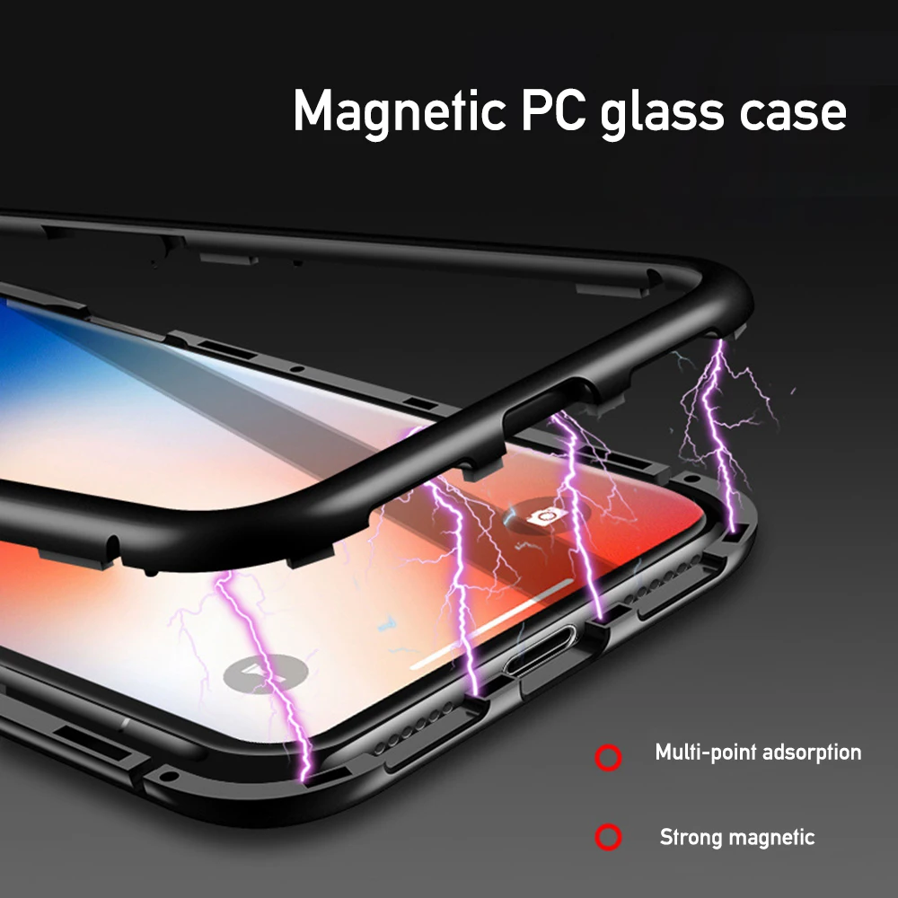 Магнитный чехол OTAO Aurora для iPhone XS MAX XR X 8 из закаленного стекла с магнитом на заднюю