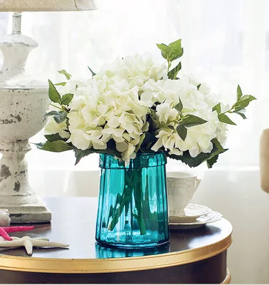 Искусственная Гортензия с листьями Шелковый цветок украшение для дома|artificial