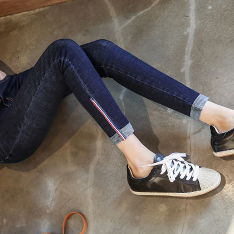 Новинка 2017 года модные джинсы Для женщин карандаш Брюки для девочек девять Штаны