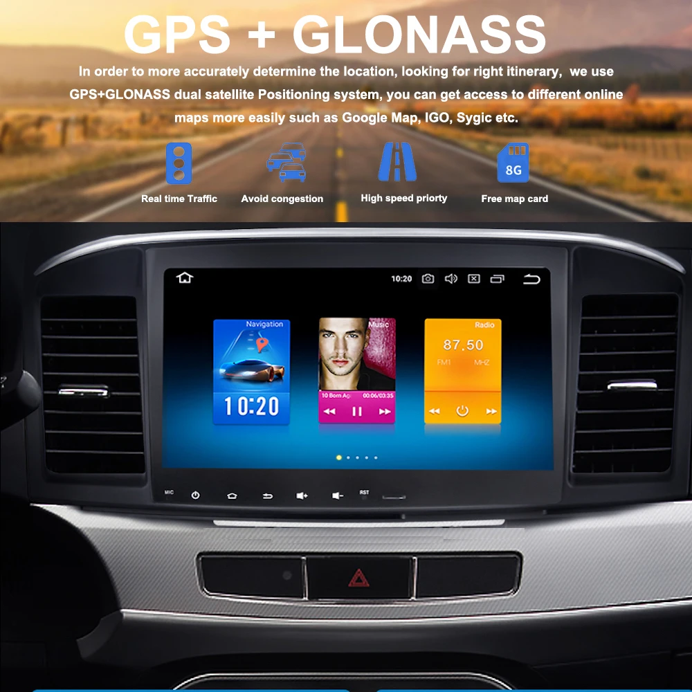 1 din Android 9,0 Автомобильный gps навигатор для Mitsubishi Lancer 10 головное устройство 2007 2008 2009 2010- Авторадио Мультимедиа 4G 32G