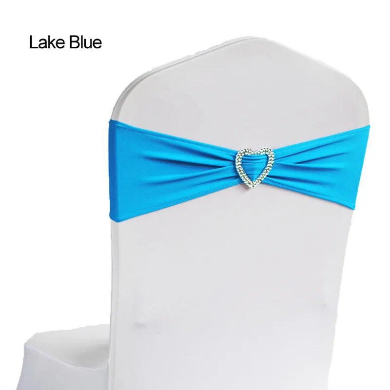 Lake blue 50 шт спандекс лайкра чехол для свадебного стула широкие пояса-кушаки Свадебная вечеринка стул именинника Декор ярко-синий красный черный белый розовый фиолетовый - Цвет: Lake blue