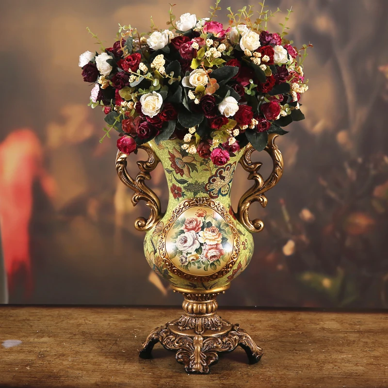 豪華なリビングルーム装飾装飾入り口レトロ花瓶工芸装飾花瓶の花スタイルの