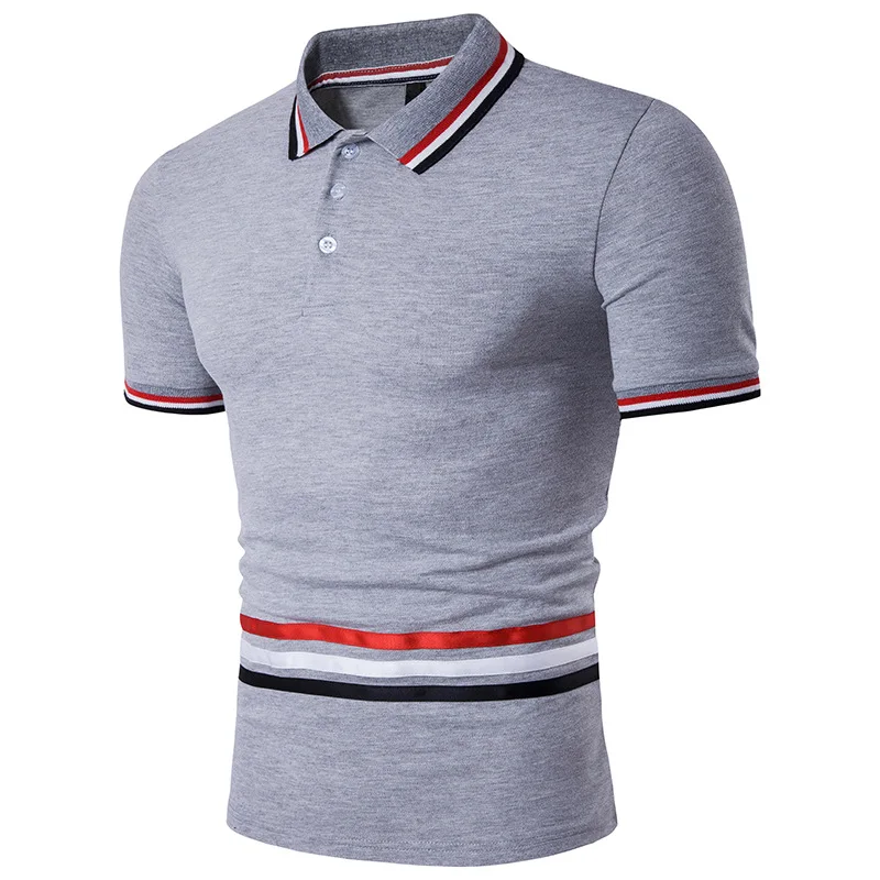 

Fashionable man stripe short sleeve polo shirt leisure breathable comfortable cultivate one's morality men's polo shirts