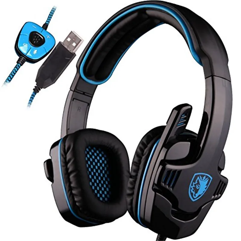 SADES SA901 за ухо USB проводной 7 1 Surround Шум отмена PC Gaming Headset с микрофоном для ПК