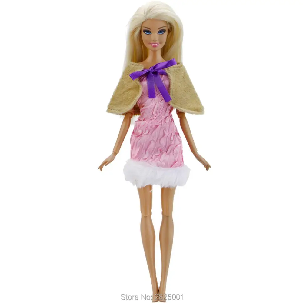 Handmade Princess Dress Wedding Party Dinner Mini Gown Pink Skirt With Brown Shawl Clothes For Barbie Doll Accessories Baby Toys | Игрушки и