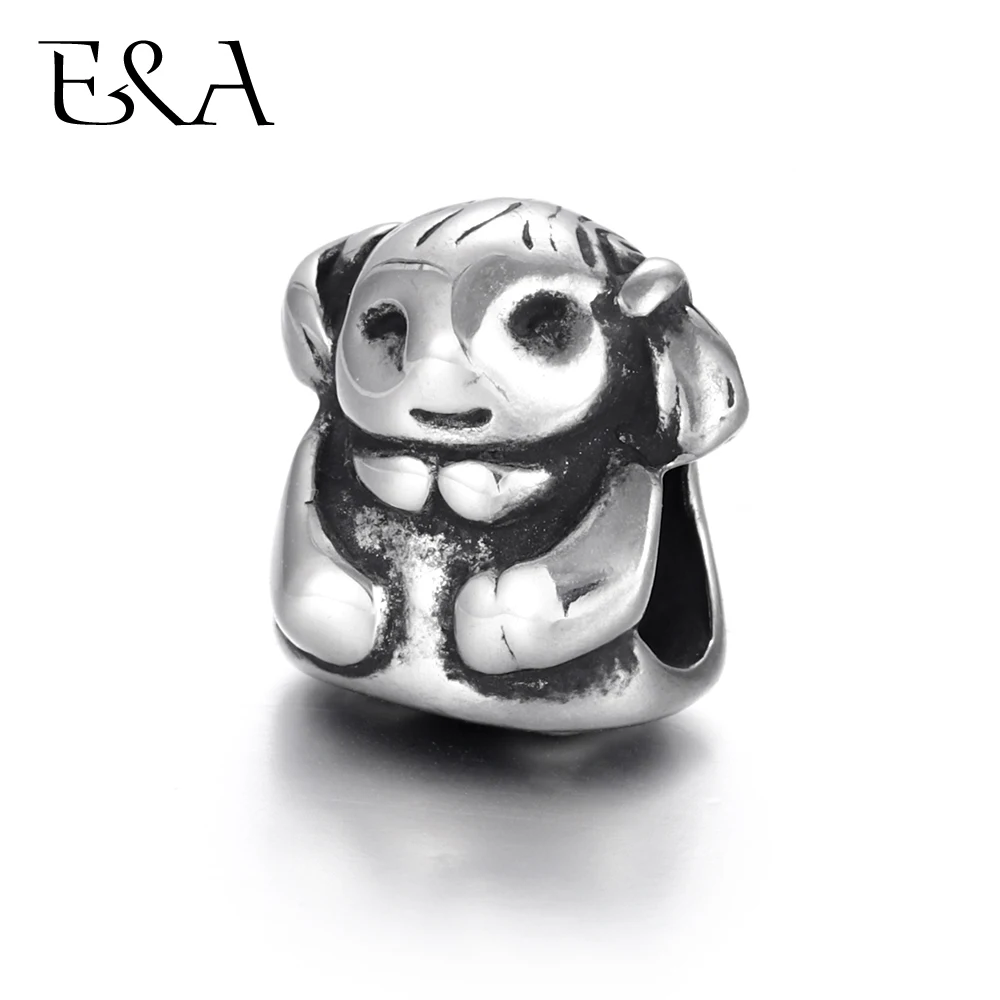 Бусины Из Нержавеющей Стали европейские бусины для маленьких девочек 5 мм черный