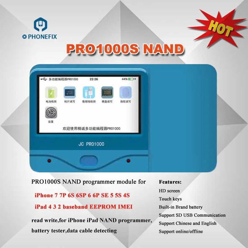 PHONEFIX JC Pro1000S NAND Programmer SN Read Write Error Repair Tool для iPhone 8 8plus X обновление памяти материнской