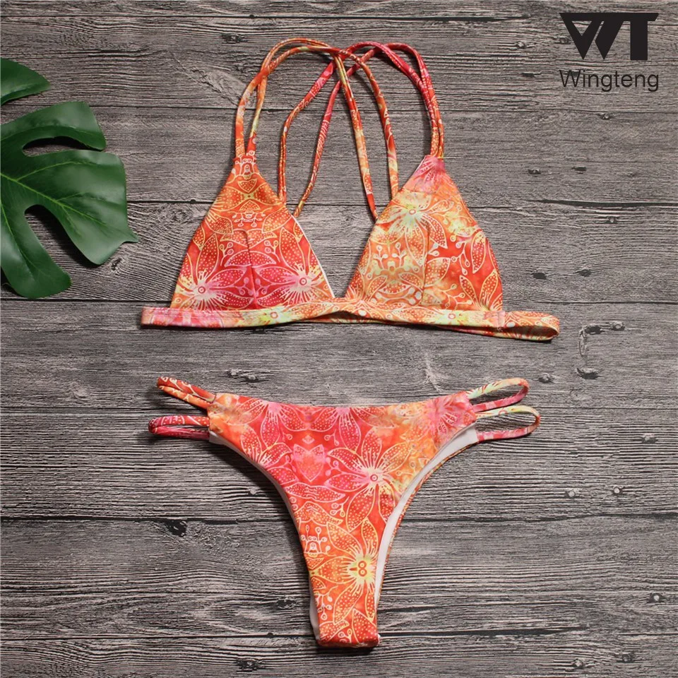 2018 Brazilian Bikini set floral Swimwear female push up Bikinis thong bathing suits Micro swimsuit women biquinis feminino |