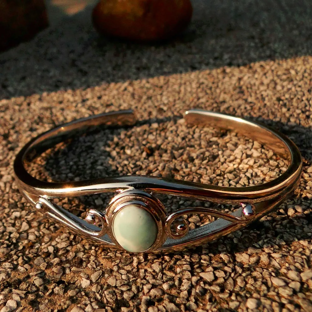 

10pcs Wholesale Bracelet Birthday Gift for Fashion Girls Lady Women Natural Larimar Bangle Jewelry in 925 Sterling Silver