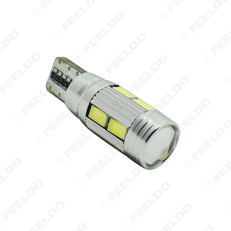 FEELDO 2pc High Power T10/W5W/194/168 10SMD 5630 LED Canbus Error Free Car Light Bulb With Lens #HQ1265 | Автомобили и мотоциклы