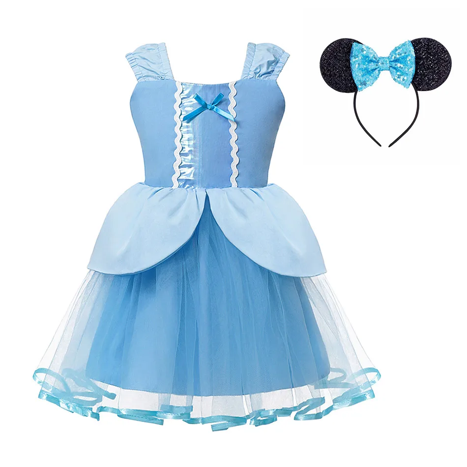 Cinderella Set Костюм Рапунцель для девочек; детское платье Золушки для костюмированной вечеринки на Хэллоуин; платье-пачка Русалочки Ариэль; Карнавальная одежда Белоснежки - Цвет: Cinderella Set
