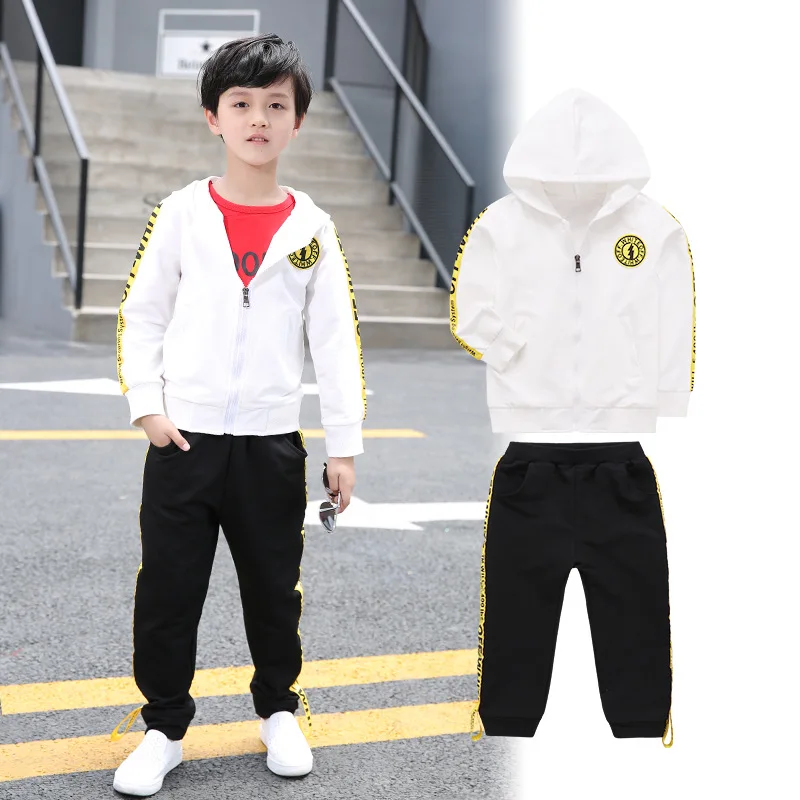 Spring Autumn Children Boy Clothes Sets Kids 2pcs long Sleeves T-Shirt Toddler Suits casual cotton baby girl Hooded sportswear |