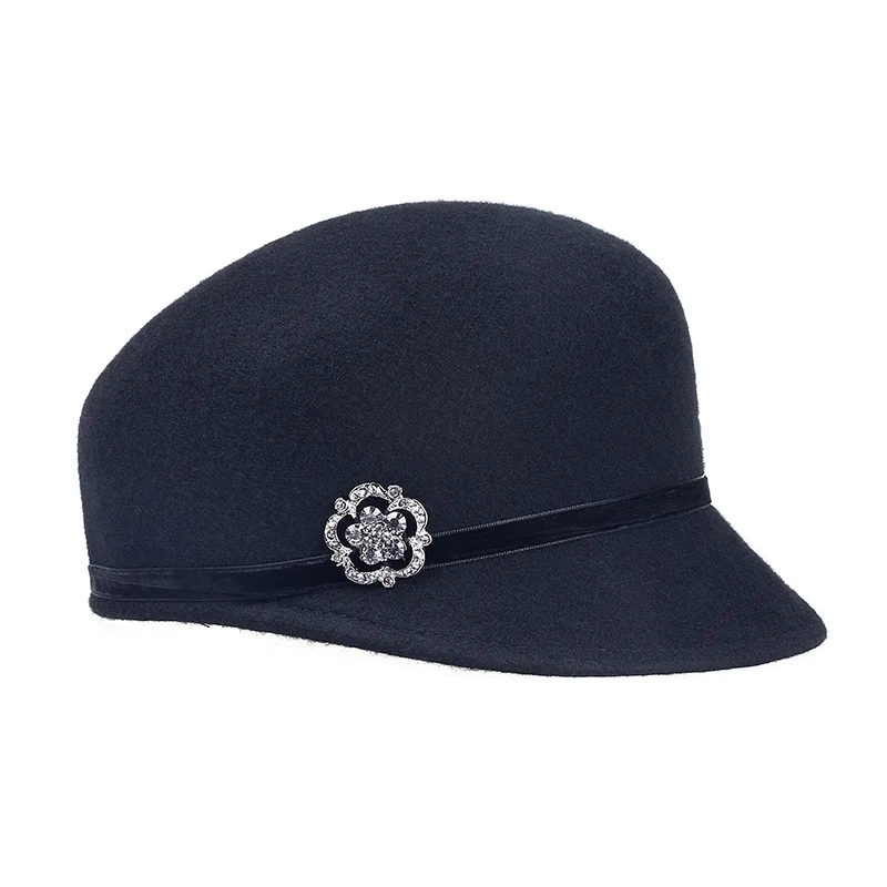 Женская фетровая шляпа Колокол FS зимняя черная из 100% шерсти в британском стиле