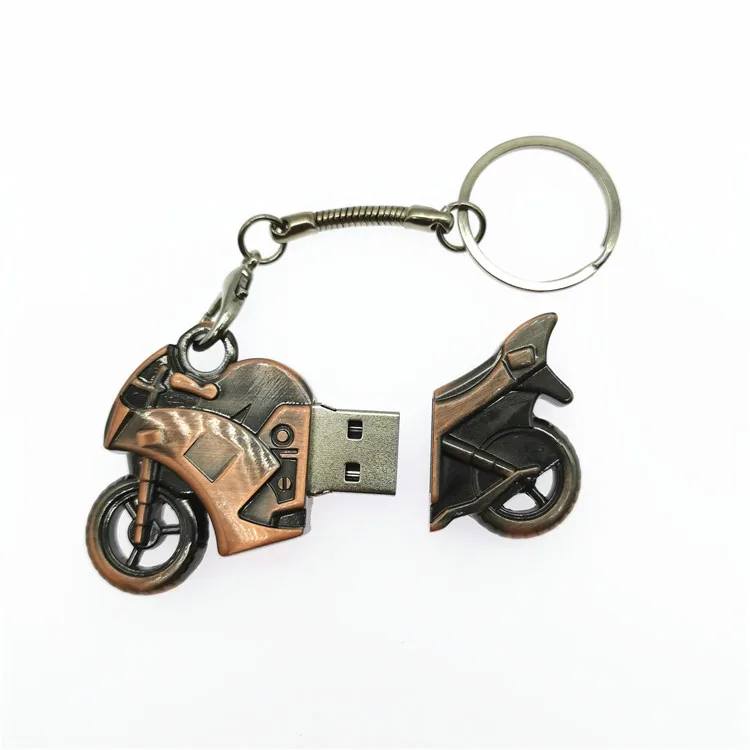 Флеш-накопителей и холодный металл moto rcycles USB флэш-накопитель 32 Гб оперативной памяти, 16 Гб встроенной памяти, 8GB 4GB брелок U диск Флешка бронза moto классный подарок+ цепочка для ключей