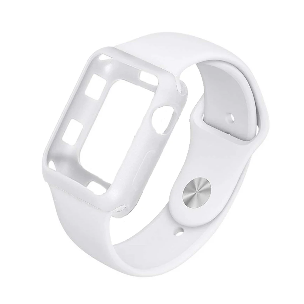Силиконовый ремешок для спортивных часов для Apple Watch, ремешок 42 мм, 38 мм и нержавеющая сталь металлический корпус и корпус наручных часов iwatch 3/2/1 браслет резиновый защитный чехол Аксессуары