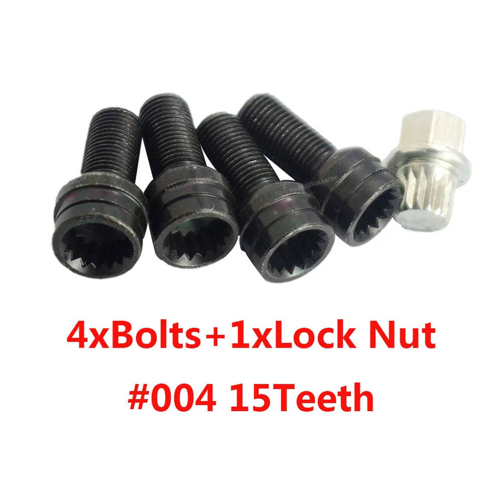 4xBolts 1xLock Nut X5 набор Противоугонный колесный винт Болт замок гайка ключ адаптер 15 зубов для Volkswagen Golf Passat для Audi A4 A6 A8 TT 8D0601139F 004 - Название цвета: 4xBolts 1xLock Nut