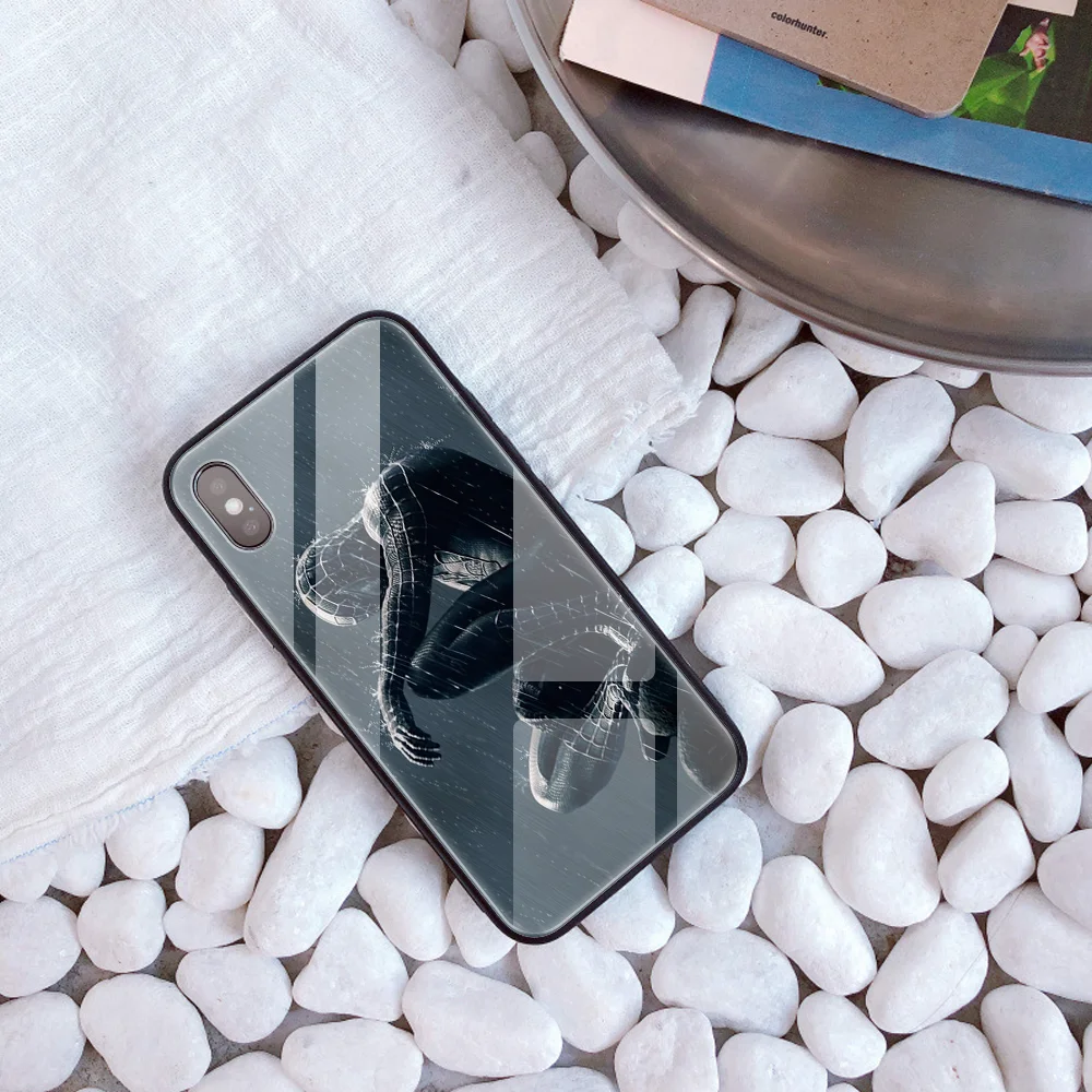 20252 DIY заказной закаленное стекло Супермен телефон чехол для iPhone 7 8 6s 6 Plus X XR XS 11 Pro MAX Бэтмен человек паук чехол для телефона capa - Цвет: 20252