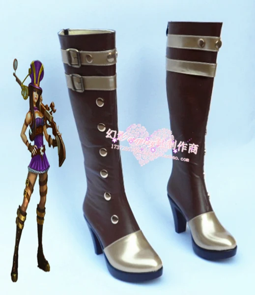 

LOL Caitlyn Girls Halloween Long Cosplay High Heels Shoes Boots H016