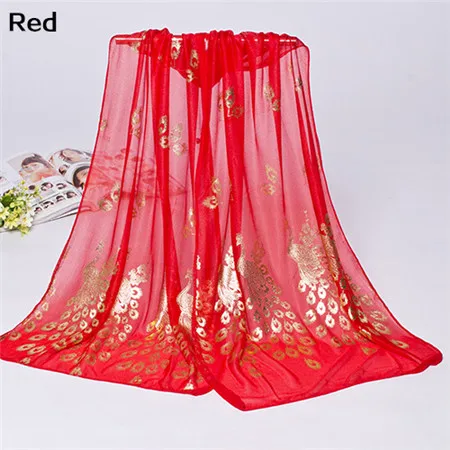 Женские Модные шифоновые шарфы с принтом павлина длинная шаль подарок |