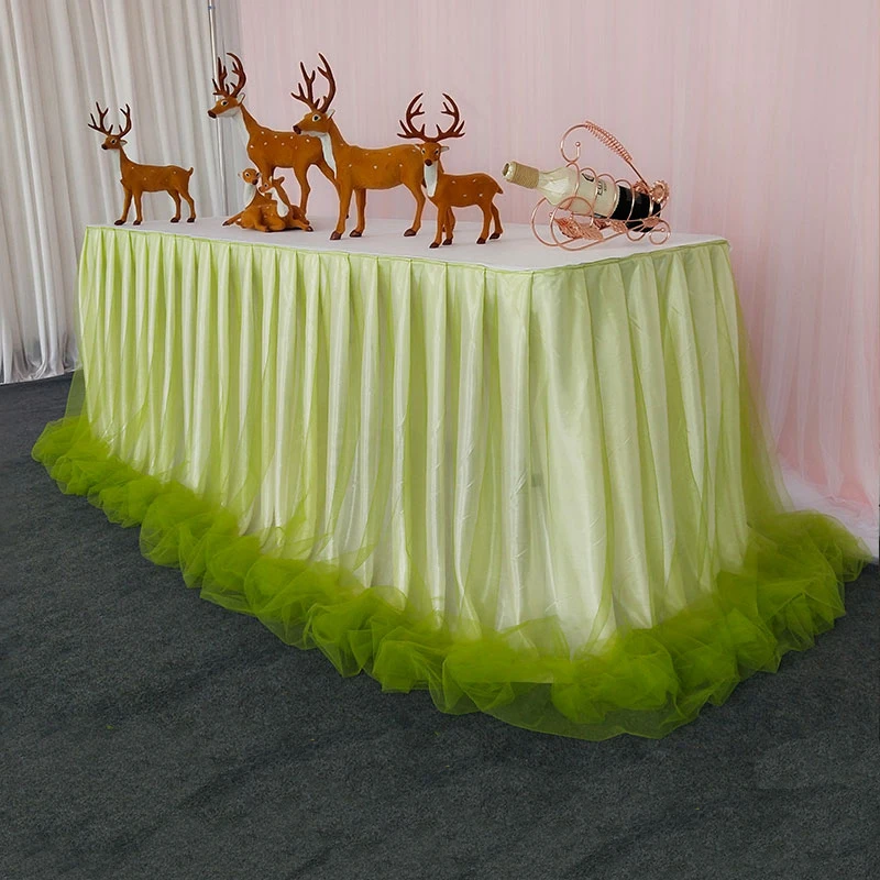 Organza tulle tutu chiffon baby shower birthday restaurant table skirt ice silk table skirting for wedding party banquet decor
