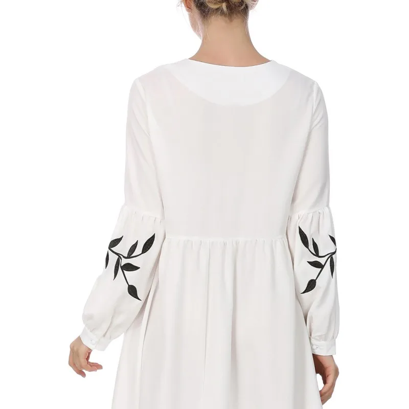 S-XXL черно-белые исламские платья с длинным рукавом Женское Платье макси