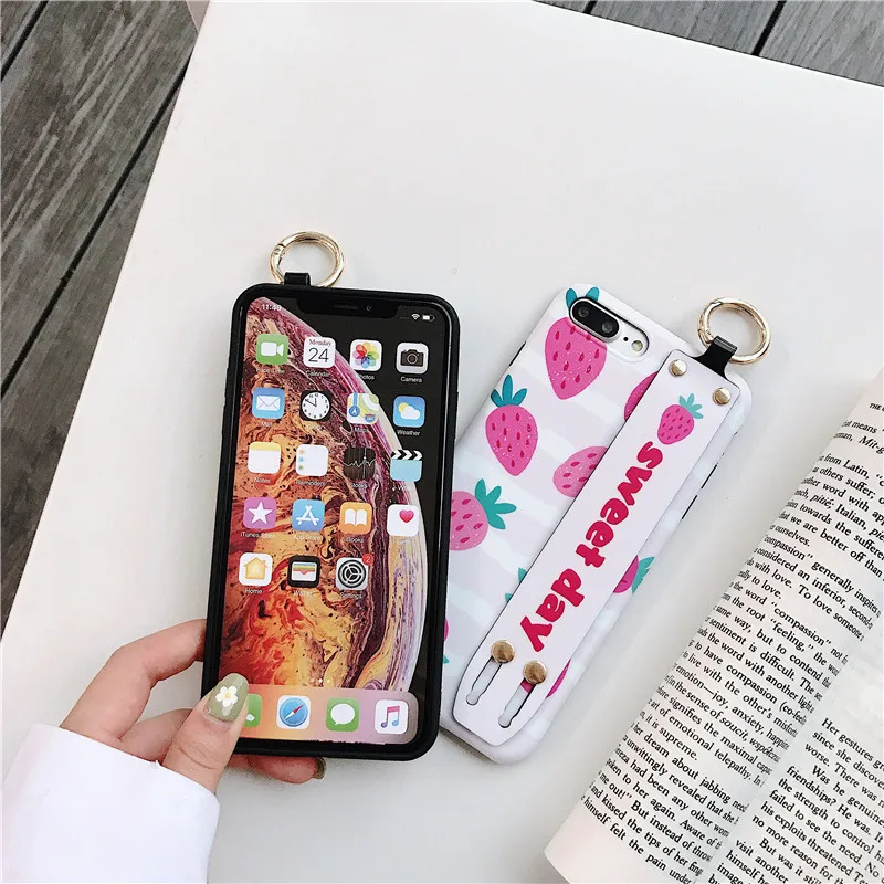 Ourdeals авокадо наручный ремешок чехол для телефона для iphone XS MAX XR X 8 7 6 6s plus IMD клубника кронштейн мягкий корпус задняя крышка Coque