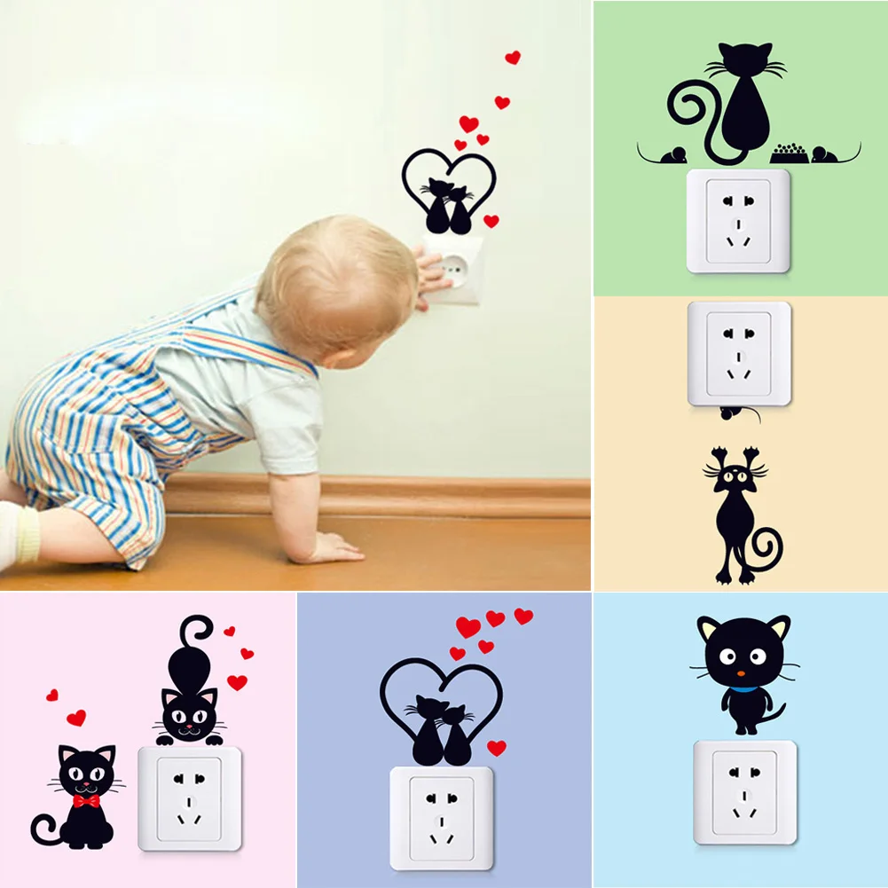 Wall Stickers Switch Cat Light Decor Decals Art Mural Baby Nursery Room | Дом и сад