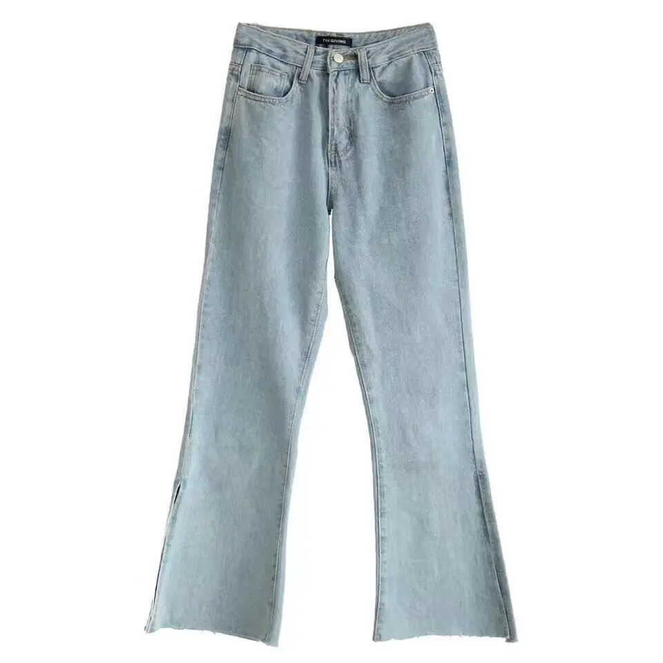 2017 New Retro V La split wide leg legs all-match skinny pants |