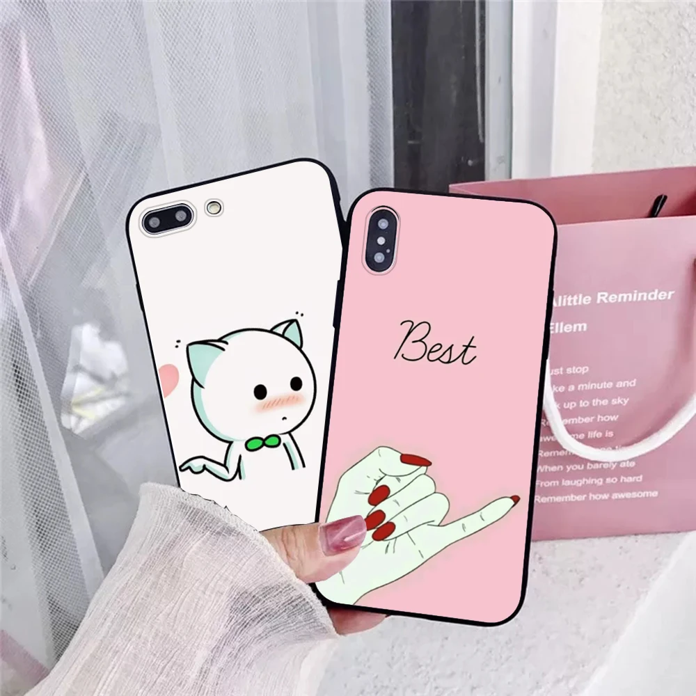 YIMAOC Best Friend Girlfriend Boyfriend Soft Case for iPhone XS Max XR X 7 8 6 6S Plus 5 5S SE |