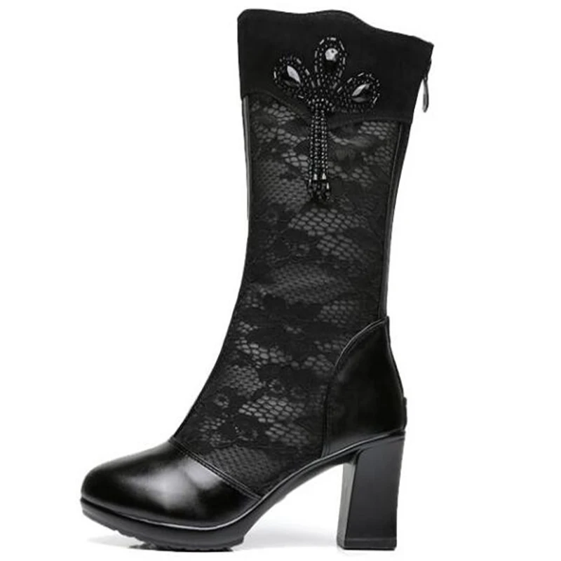 Женские полусапожки Corium на толстом каблуке демисезонные дышащие с круглым