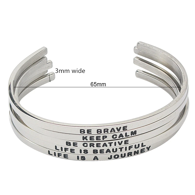 3 мм широкий Модные Серебристые Цвет персонализированные Браслеты быть храбрым