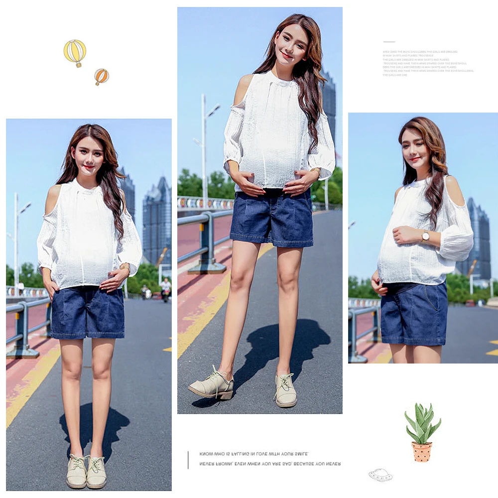 Шорты для беременных джинсовые шорты свободные шаровары с высокой талией и