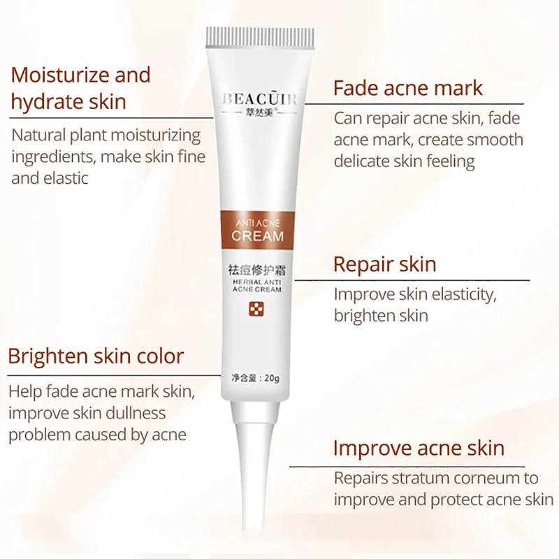 BEACUIR Rejuvenation Acne Cream Anti Treatment Scar Removal Whitening Moisturizing Shrink Pores Beauty For Face Skin 20g | Красота и