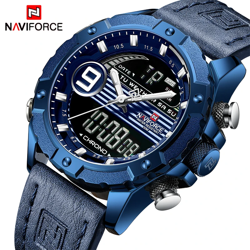 Люксовый бренд NAVIFORCE мужские спортивные часы кварцевые цифровые модные военные