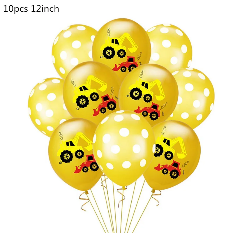 10Pcs latex balloon4 Строительный трактор тема экскаватор надувные шары грузовик автомобиль баннеры детский день рождения, день рождение мальчика вечерние принадлежности - Цвет: 10Pcs latex balloon4