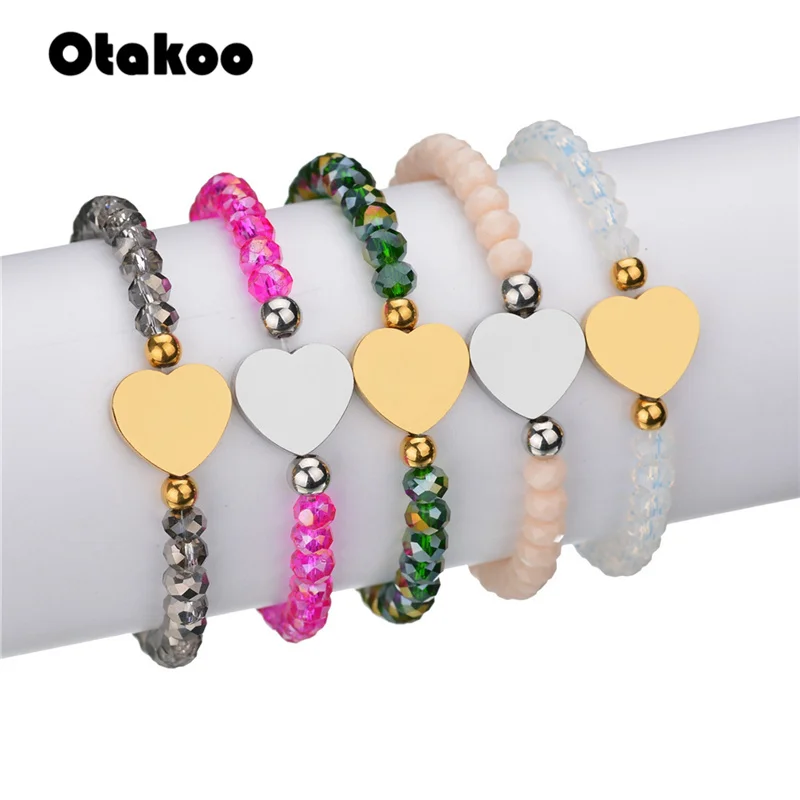 Браслет Otakoo с подвесками в форме сердца женская бижутерия серые красные