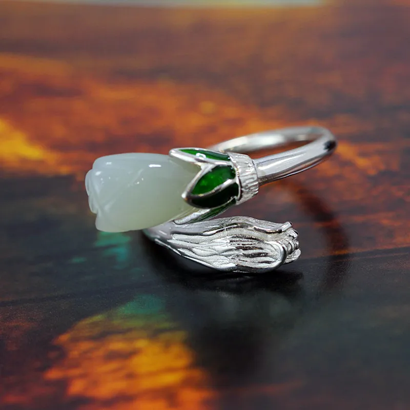 S925 Серебряные Ювелирные изделия серебряная леди оригинальный дизайн Hetian кольцо