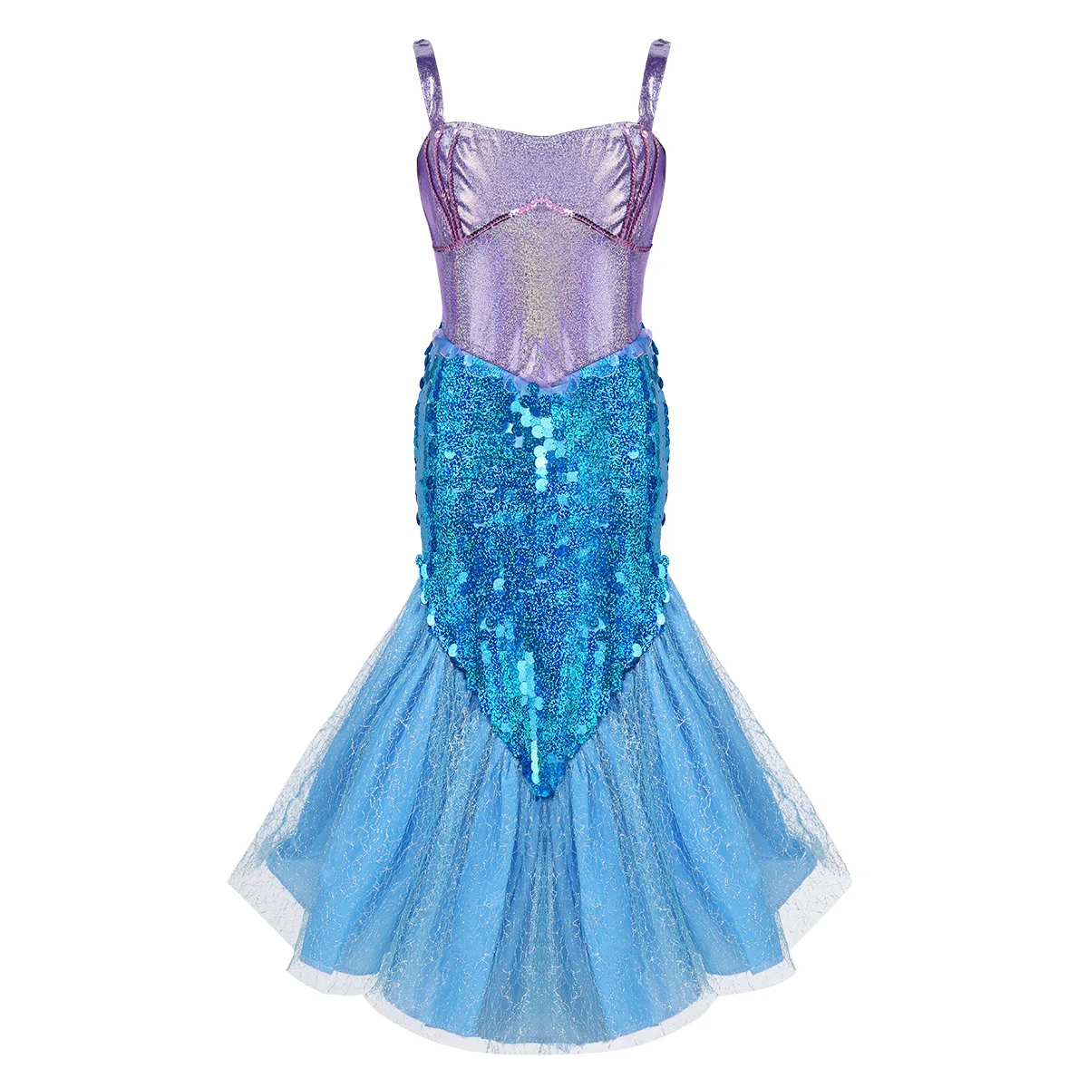 Lavender Sky Blue YiZYiF/платье русалки для девочек; платье принцессы без рукавов с блестками; Костюм Русалки; платье для Хэллоуина; вечерние платья для костюмированной вечеринки; размеры 5-10 - Цвет: Lavender Sky Blue