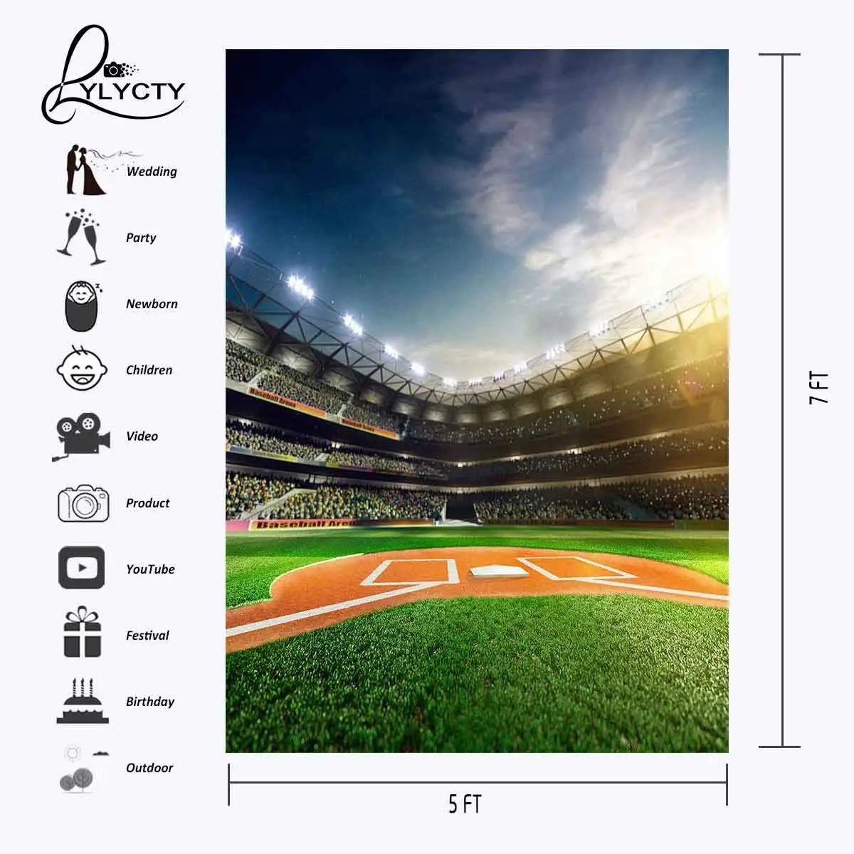 5x7ft Football Field Backdrop Crowded Crowd Sports Series Photography Background and Studio | Электроника