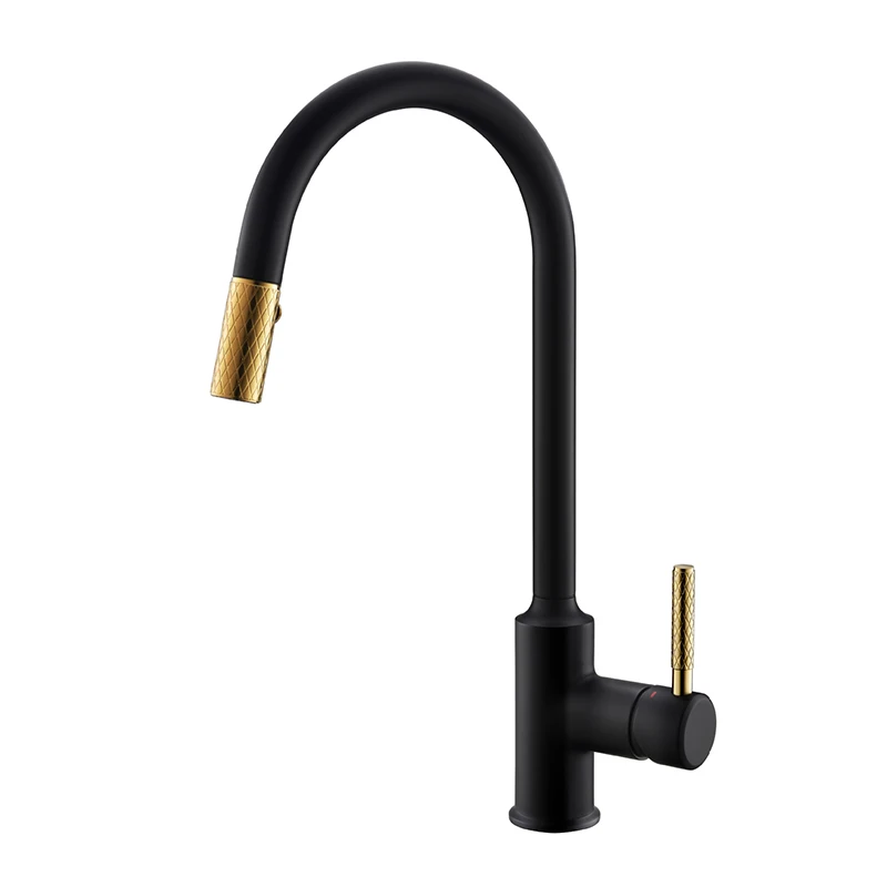 Black Gold FMHJFIAD матовый золотой резиновый кухонный кран смесителя 360 градусов вращения вытяжной струйный распылитель краны - Цвет: Black Gold
