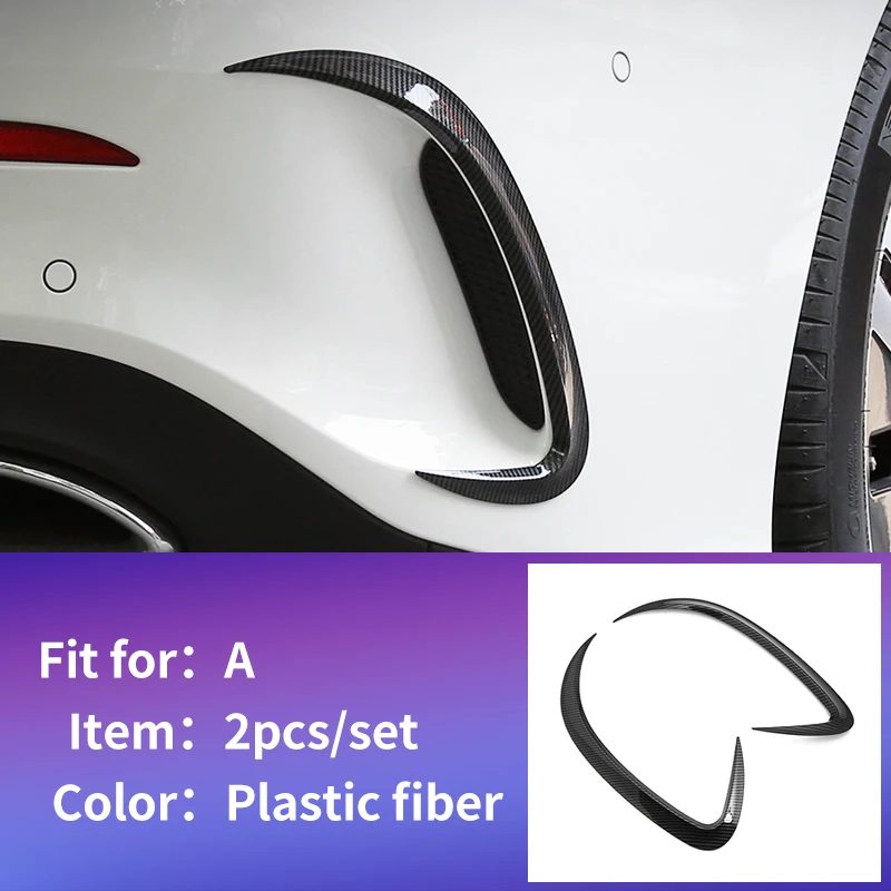 plastic fiber 2pcs Отделка заднего лезвия для Mercedes w177 amg/класс А mercedes класс А w177 класс планки/a180 Mercedes класс w177 аксессуары - Название цвета: plastic fiber 2pcs