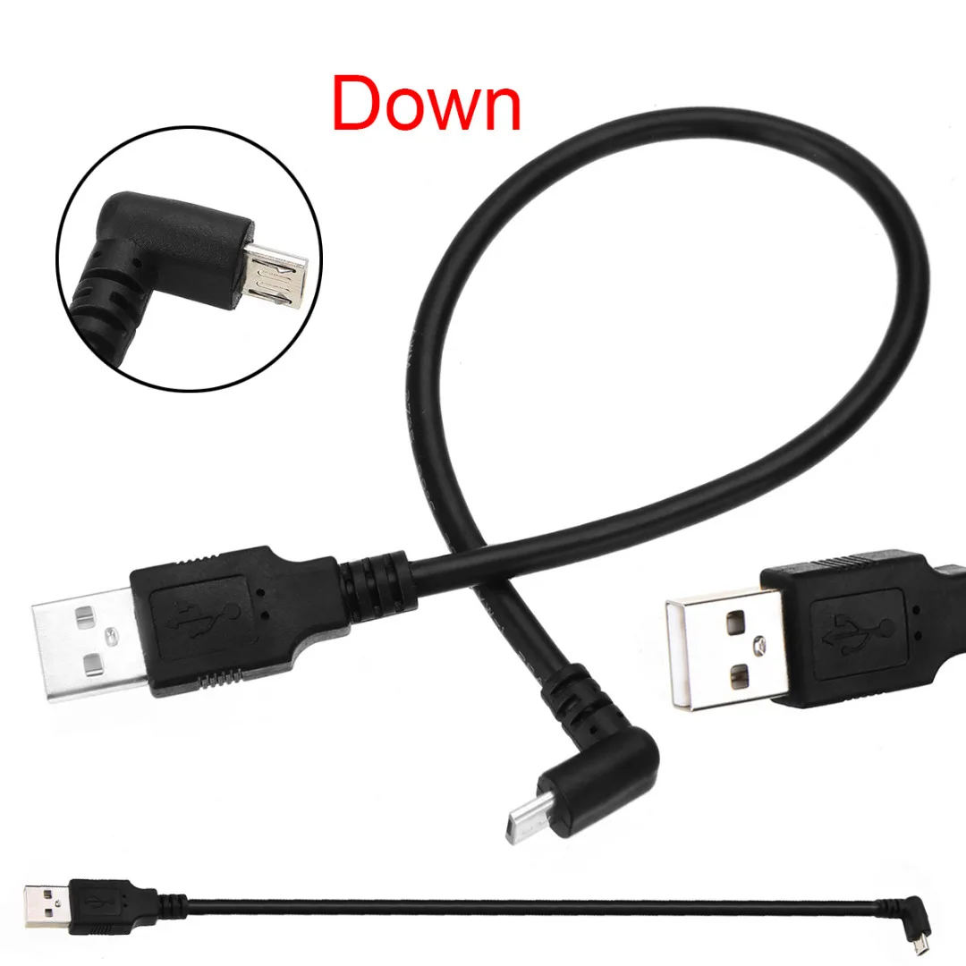 Вверх/вниз/влево/вправо Тип USB кабель для передачи данных разъем провода 30 см USB 2,0 A папа влево вправо 90 градусов Угол Micro Usb кабель Шнур