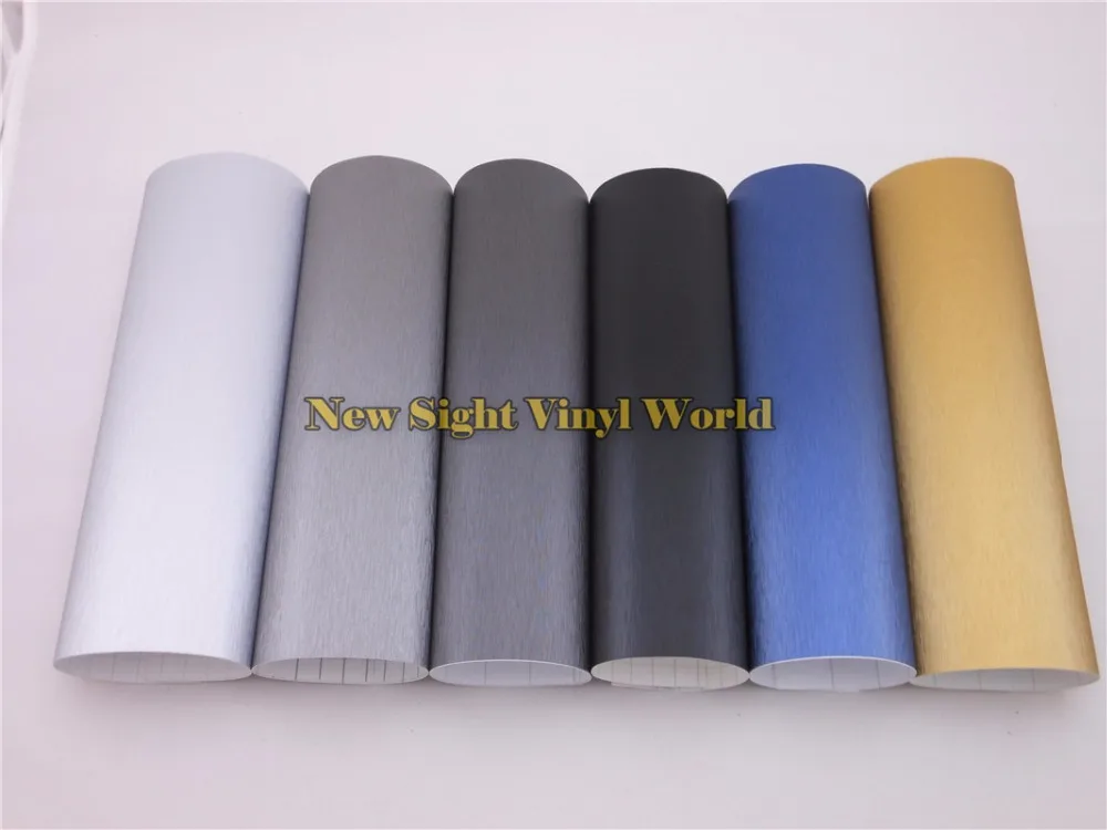 6 Colors Brushed Vinyl Film Car Wraps Metallic Wrapping Foil Phone Computer Cover Bubble Free Size: 1.52*30M |