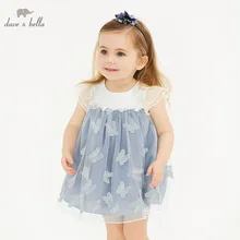 DBJ10541 DAVE BELLA/Летняя одежда принцессы для маленьких девочек; детское праздничное платье на свадьбу; эксклюзивные Детские платья с бабочками без рукавов