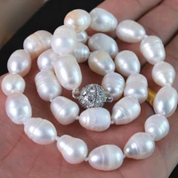 free shipping new fashion 11 13mm waterdrop natural white akoya cultured pearl necklace magnet clasp elegant jewelry 18 bv240