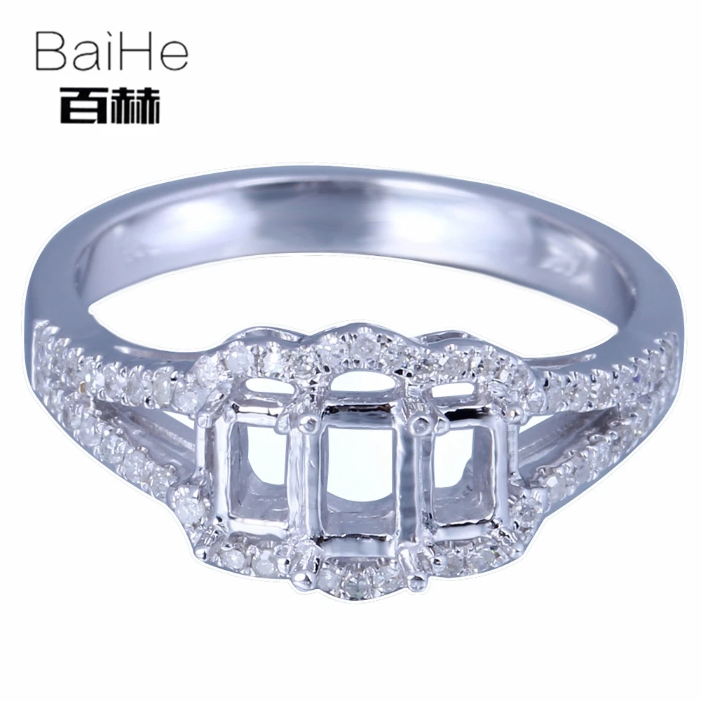 

BAIHE однотонное 14k белое золото сертифицированное обручальное кольцо квадратной формы для женщин ювелирные изделия для офиса/карьеры элеган...